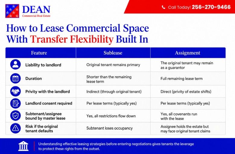 How to Lease Commercial Space With Transfer Flexibility Built In
