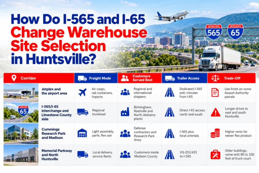 How Do I-565 and I-65 Change Warehouse Site Selection in Huntsville?